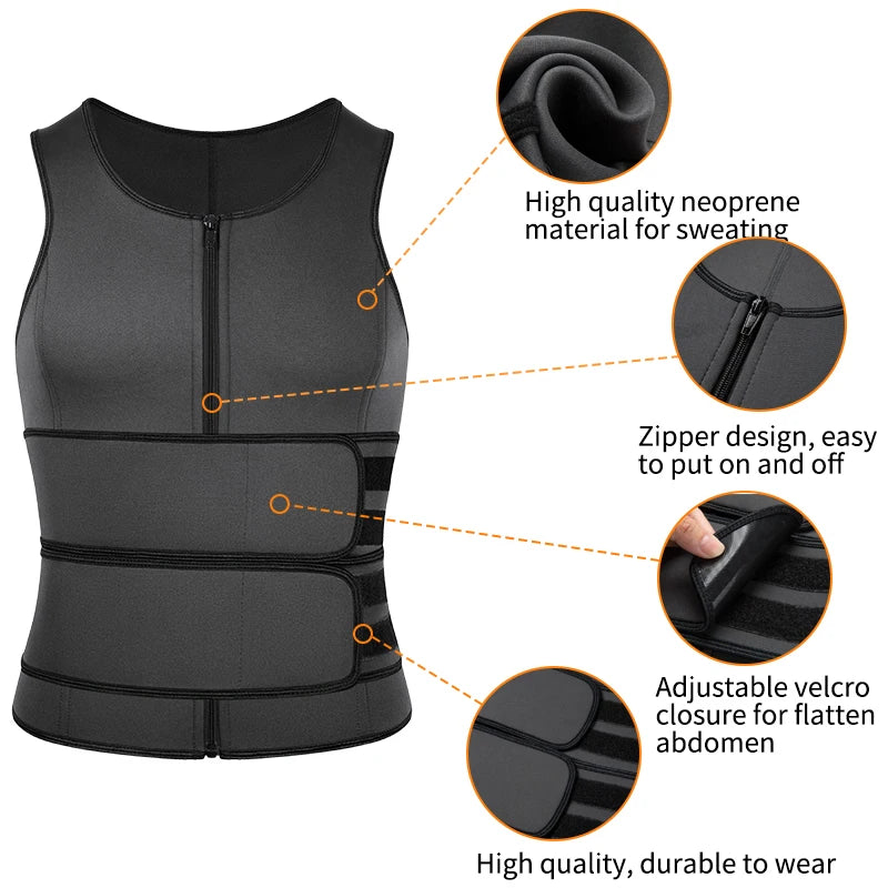 Neoprene Sweat Vest for Men Adjustable Sauna Suit