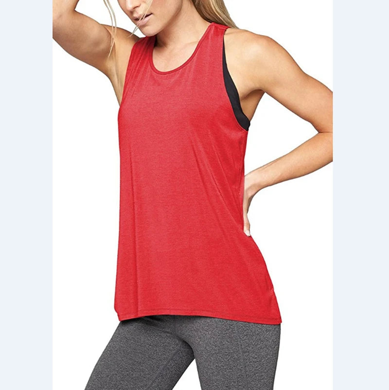 Loose, Breathable, Yoga T-Shirts - Sleeveless Fitness Yoga Tops Women Sports, Quick Dry, Running