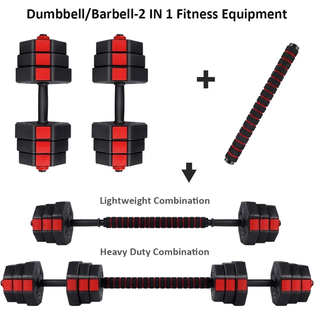 Dumbbells Set, Adjustable Weights 3-in-1 Set Barbell 44Lb/66Lb