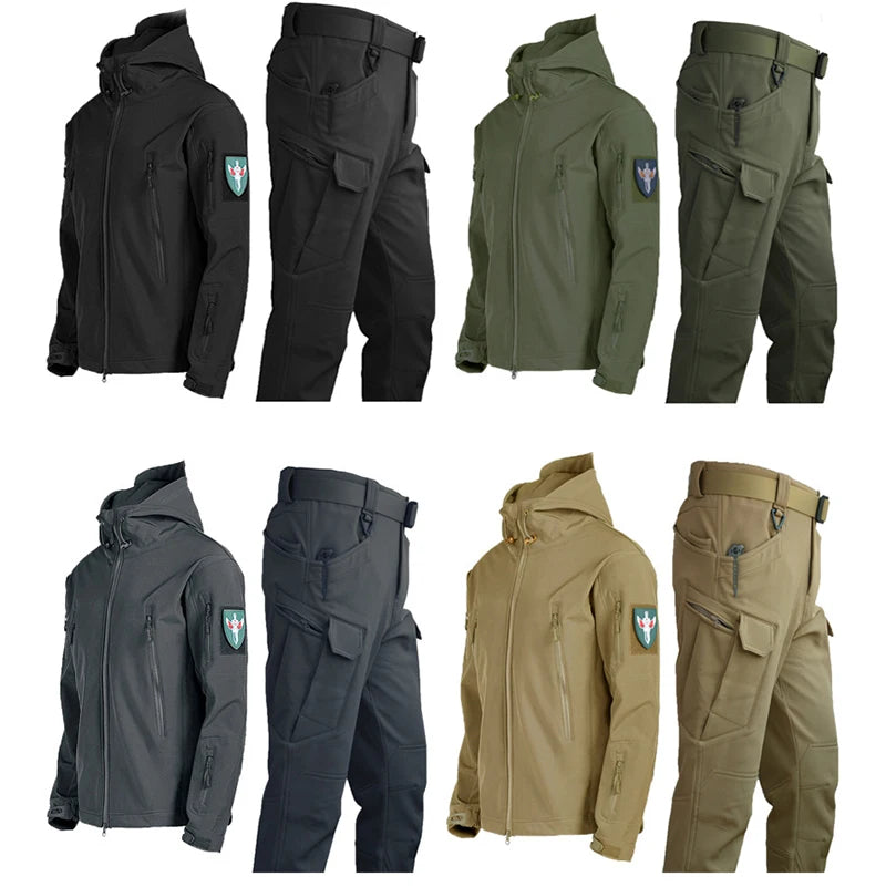 Men's Waterproof Hooded Tracksuit Set - Fishing Hiking Camping Climbing