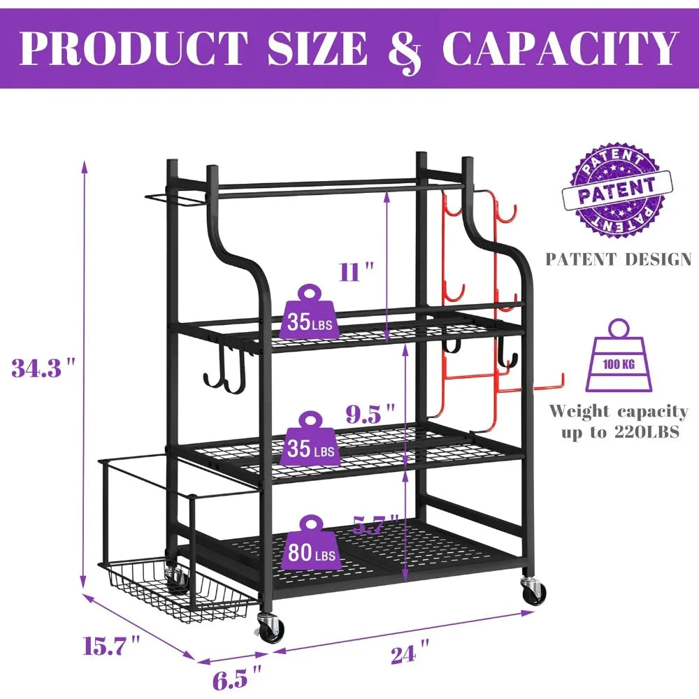 Home Gym Storage Rack for Dumbbells, Kettlebells, Foam Roller, Yoga Strap and Resistance Bands