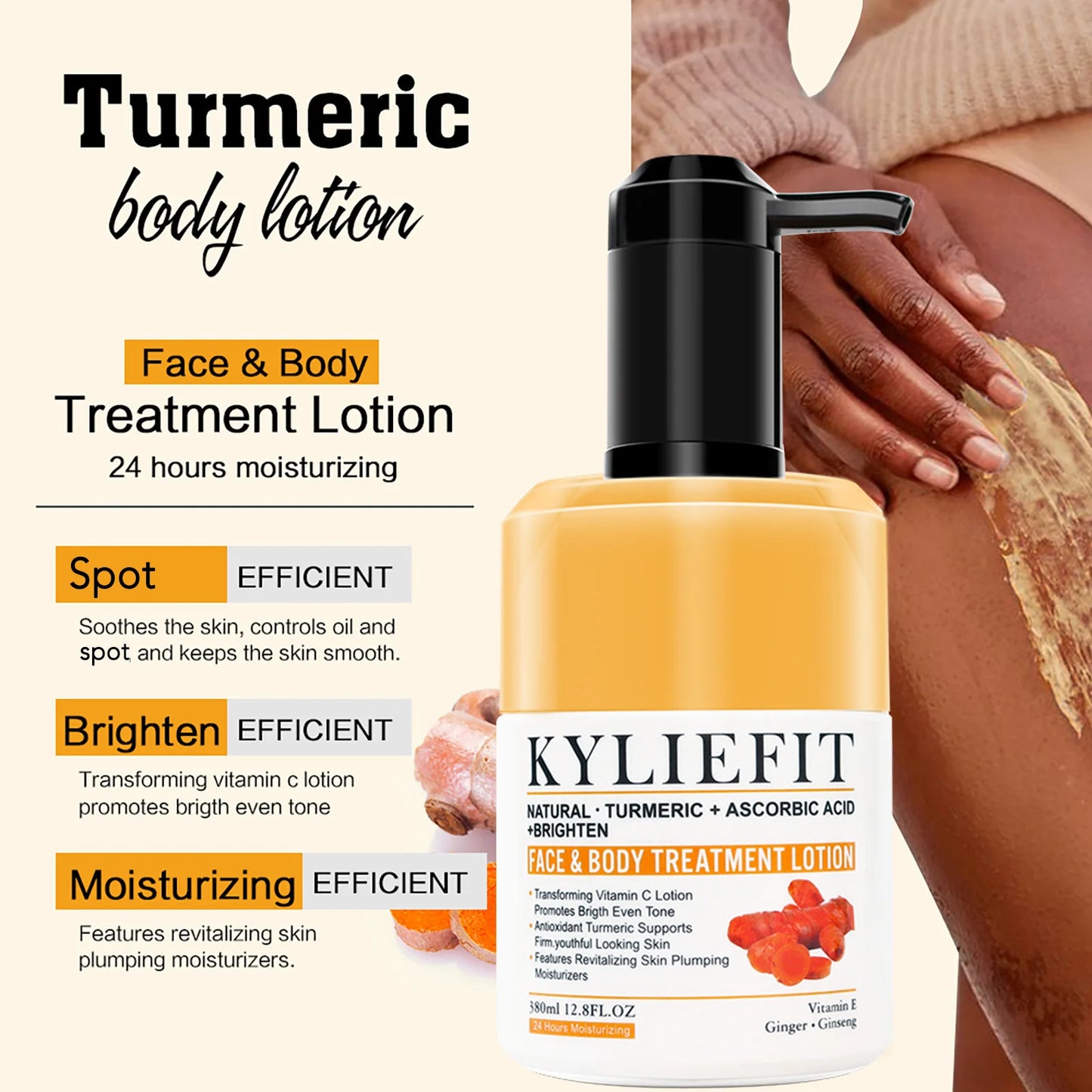 Turmeric Vitamin C Face & Body Moisturizer & Skin Repairing Cream, with Organic Ingredients