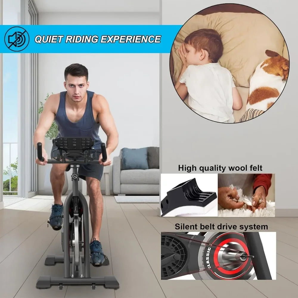 Exercise Bike, Home Gym Aerobics Exercise Bike with Ipad Mount and LCD Display, Silent Belt Drive, Exercise Bike