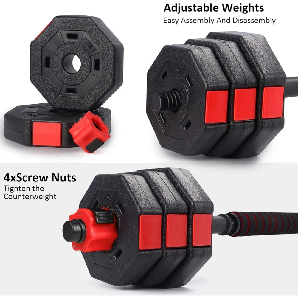 Dumbbells Set, Adjustable Weights 3-in-1 Set Barbell 44Lb/66Lb