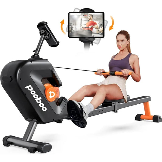 Max 350 LBS Magnetic Rower With LCD Monitor Rowing Machine Fitness Equipment Tablet Holder Upgraded Rowing Machines for Home Use