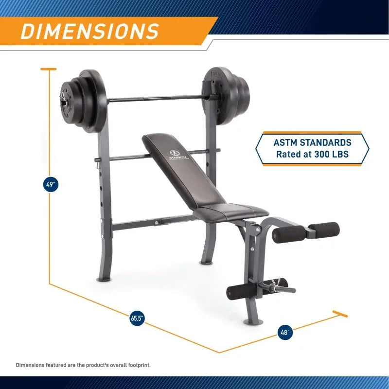 Standard Weight Bench with 80lbs to 100 lbs Vinyl-Coated Weight Set