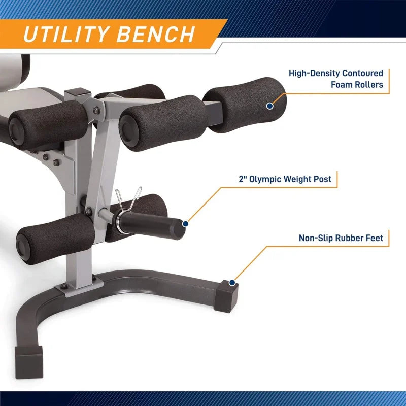 Deluxe Cage System with Weightlifting Bench, All-in-One Home Gym Equipment