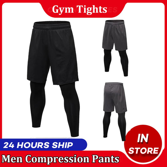 Compression Men's 2-in-1 Fitness Quick-dry Gym Tights