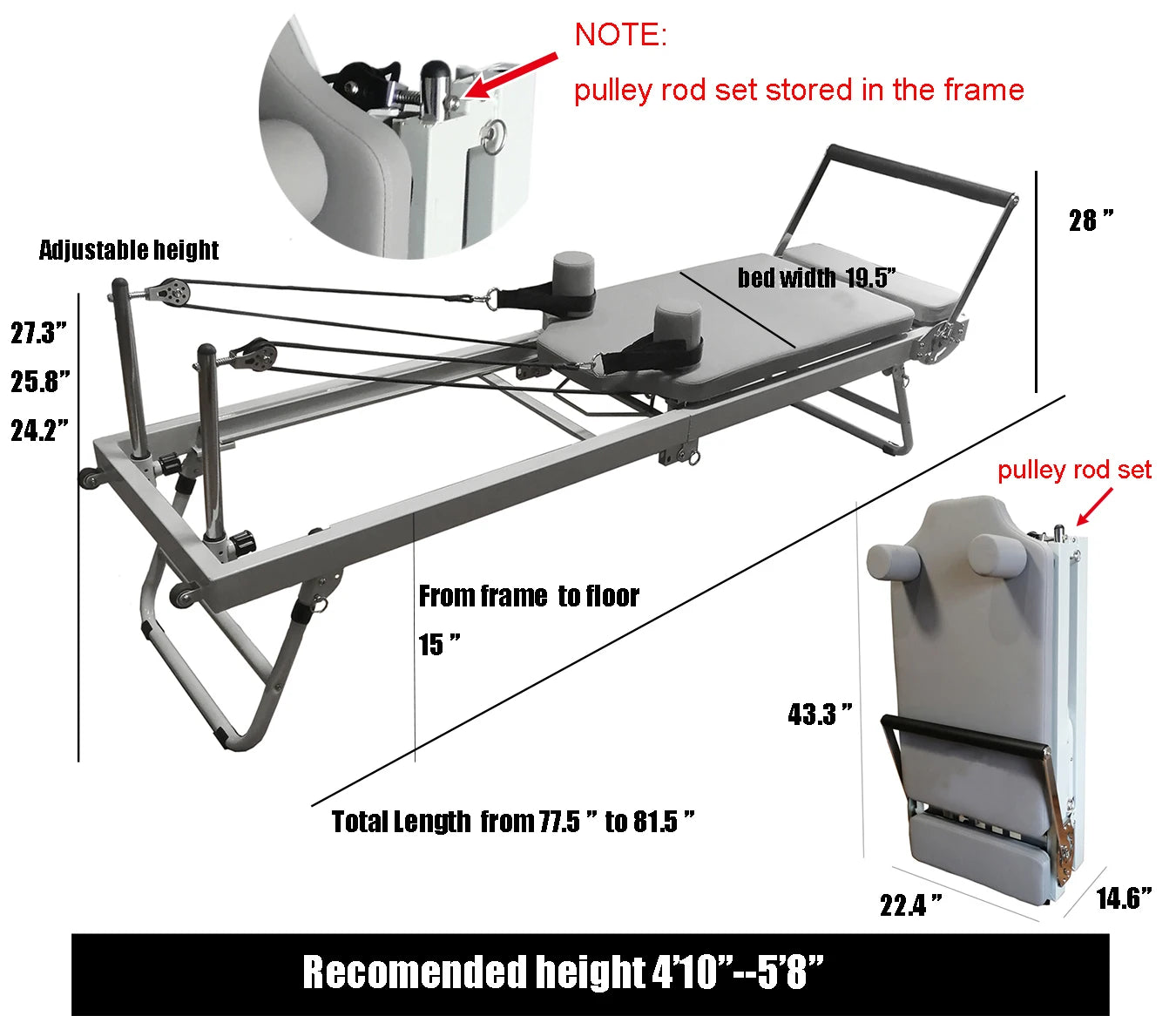 Pilates Reformer Foldable Yoga Bed Strength Training Machine