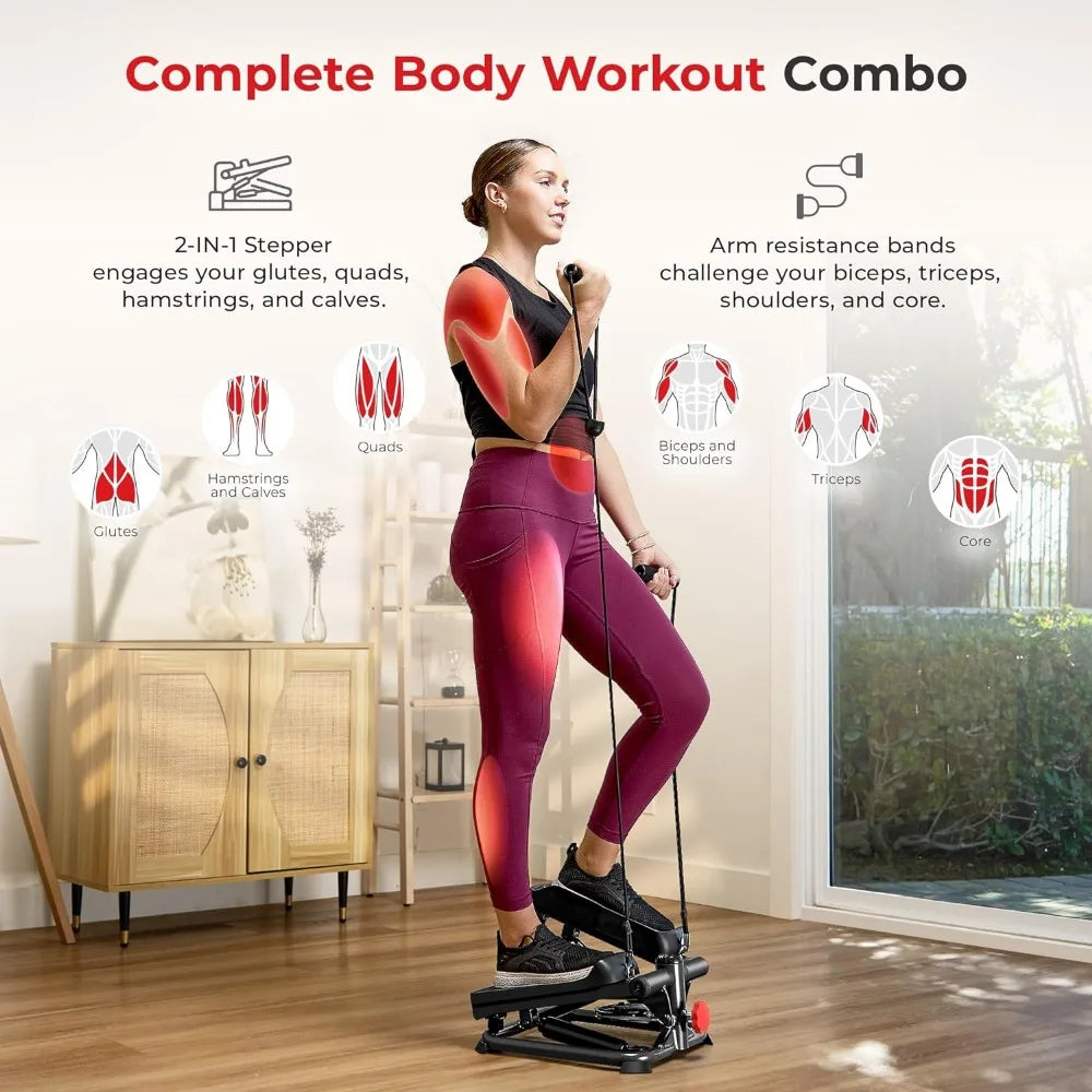 Total Body Workout Stair Step Machine with Resistance Bands