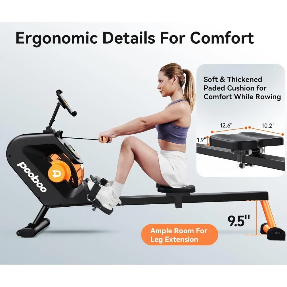 Max 350 LBS Magnetic Rower With LCD Monitor Rowing Machine Fitness Equipment Tablet Holder Upgraded Rowing Machines for Home Use