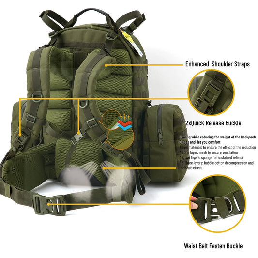 65L Molle Med. Climbing/Camping Backpack Pack