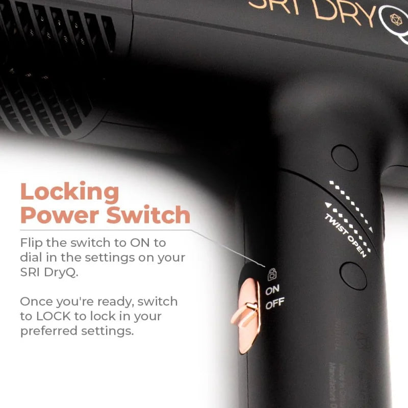 Skin Research Institute DryQ “Smart” Hair Dryer - Super Lightweight, Foldable