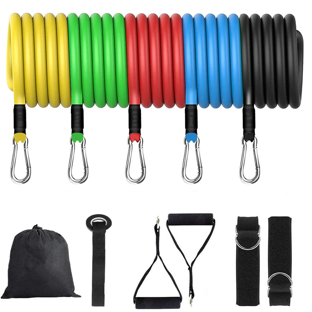 11 pc. Latex resistance Pull band ropes for Pilates, yoga, CrossFit, and fitness